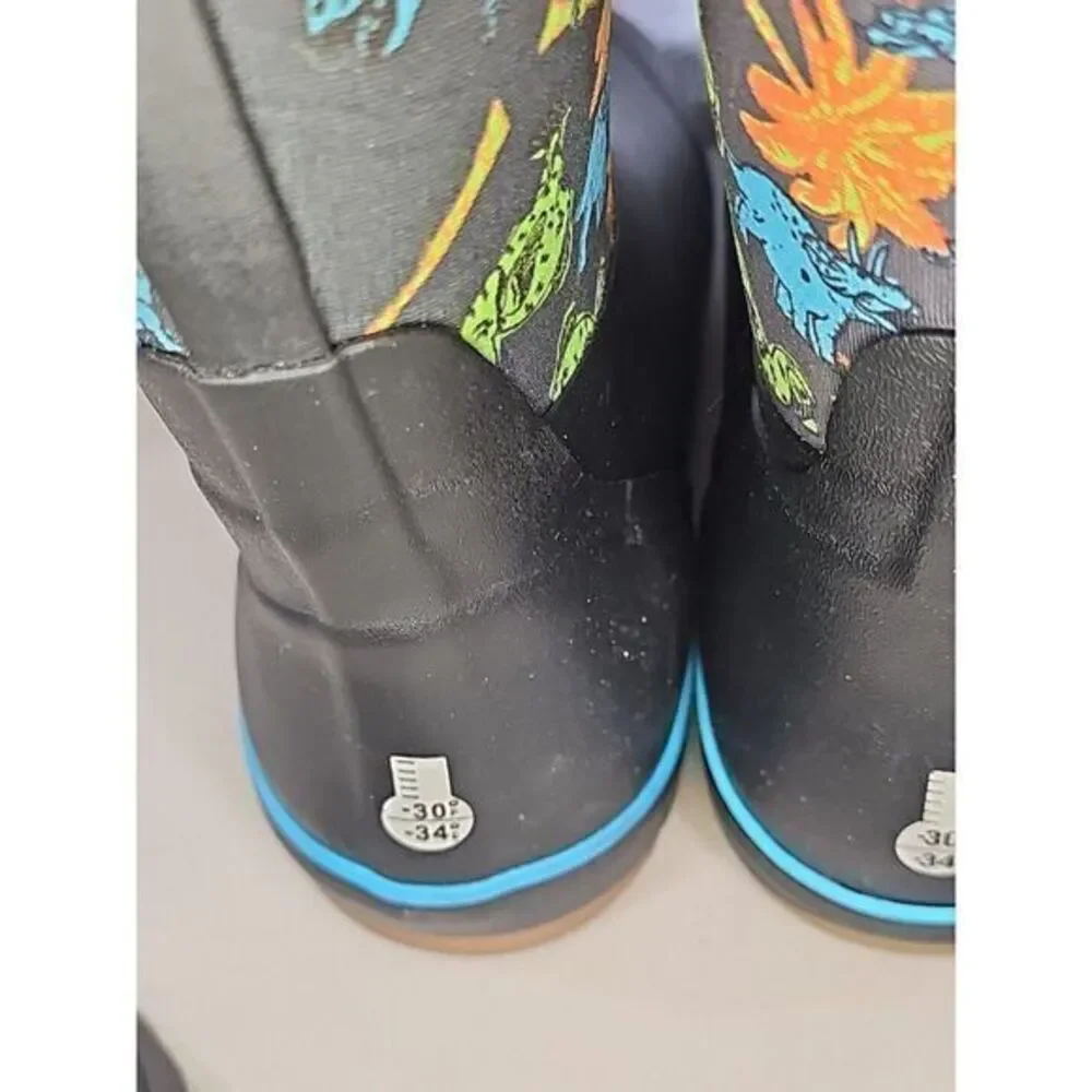 Bogs Classic II Dinosaur Kid's Rain Boots, Black‎ Multi, K2 Size Youth 6